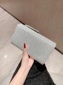 Moonlit EveBag Quyến rũ, Thanh lịch, Tinh tế, Yên tĩnh Sequin sang trọng, Phong cách, Sang trọng, Sáng bóng Túi phong bì long lanh Chi tiết xoắn Túi buổi tối quyến rũ, Túi ăn tối cho cô gái dự tiệc, phụ nữ, cô dâu Hoàn hảo cho bữa tiệc, đám cưới, vũ hội, bữa tối/tiệc - Bạc - Xem 2