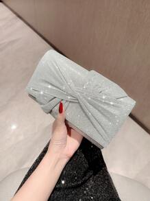 Moonlit EveBag Quyến rũ, Thanh lịch, Tinh tế, Yên tĩnh Sequin sang trọng, Phong cách, Sang trọng, Sáng bóng Túi phong bì long lanh Chi tiết xoắn Túi buổi tối quyến rũ, Túi ăn tối cho cô gái dự tiệc, phụ nữ, cô dâu Hoàn hảo cho bữa tiệc, đám cưới, vũ hội, bữa tối/tiệc - Bạc - Xem 11