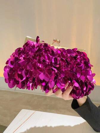 閃片和珠子裝飾的晚宴包,扣鏈鏈子充滿魅力,適合派對、女人、派對女孩,非常適合婚禮,與晚禮服、假日聚會裙、雞尾酒裙和聖誕裙完美搭配