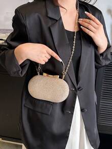 Mini Box Bag Fashionable Bow Decor Chain Strap - Gold - View 3