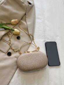 Mini Box Bag Fashionable Bow Decor Chain Strap - Gold - View 4