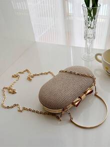 Mini Box Bag Fashionable Bow Decor Chain Strap - Gold - View 5