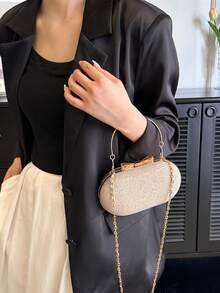 Mini Box Bag Fashionable Bow Decor Chain Strap - Gold - View 7