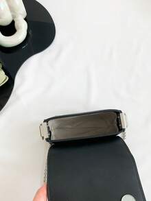 Mini Square Bag Solid Color Star Decor Flap Chain PU Fashionable - Black - View 3