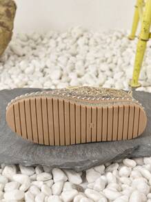 Women Rhinestone Decor Slip On Flats, Glamorous Outdoor Loafer Flats - Gold - View 5