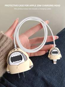 2 piezas con diseño de tiburón Cable de dato & Cabeza de cargador Protector Set - Multicolor - Ver 2