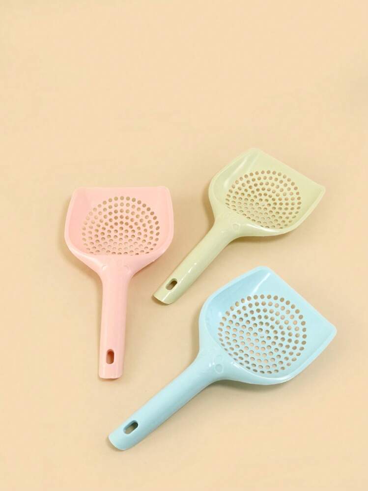 1入塑料貓砂勺配圓孔,寵物清潔工具,隨機顏色 - 彩色 - 查看 1