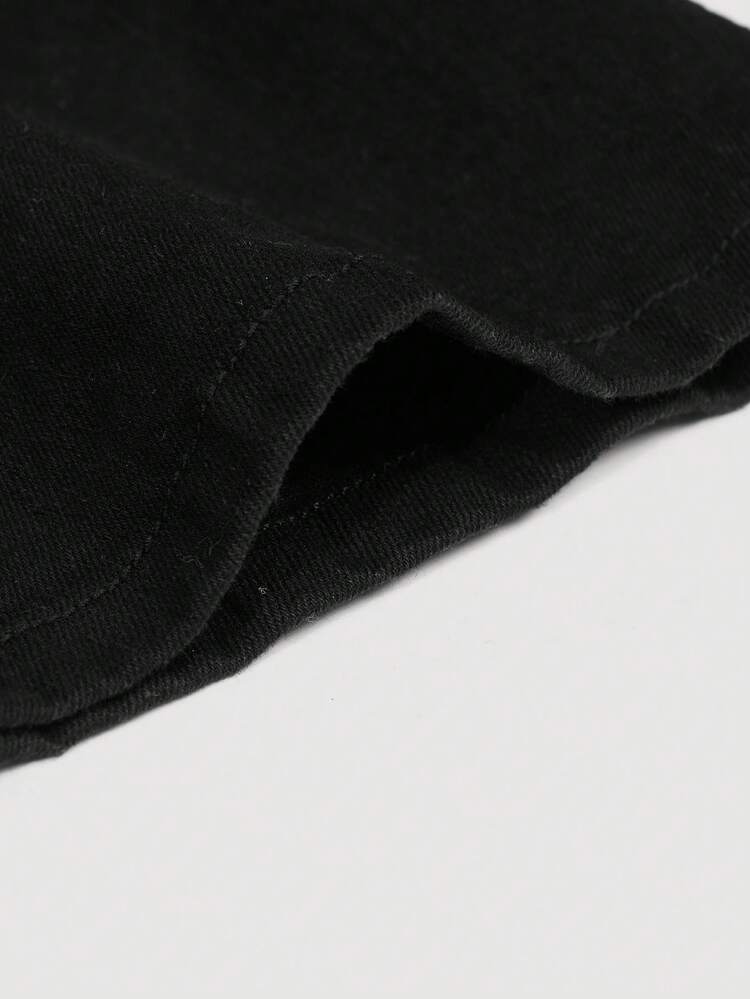 SHEIN Teen Girls Ripped Flare Leg Jeans - Black - View 6