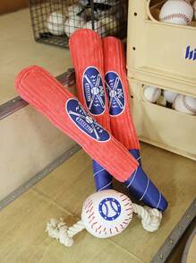 nicovaer 1 pieza Juguete de felpa para mascota béisbol con diseño de murciélago - Rojo - Ver 2