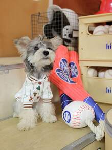 nicovaer 1 pieza Juguete de felpa para mascota béisbol con diseño de murciélago - Rojo - Ver 5