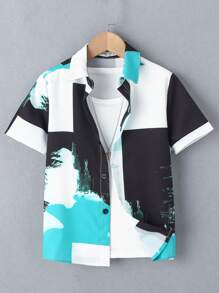 SHEIN Boys Colour Block Shirt Without Tee - Multicolor - View 1