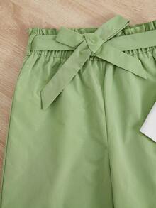 SHEIN Bộ hai mảnh Gái Thắt lưng Quần paper-bag Con số Lá thư Giải trí - Nhiều màu - Xem 4