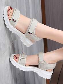 Xăng-đan thể thao dây đeo mắt cá chân có móc khóa dành cho nữ, Xăng-đan vải ngoài trời thể thao - Màu be - Xem 3