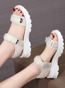 Xăng-đan thể thao dây đeo mắt cá chân có móc khóa dành cho nữ, Xăng-đan vải ngoài trời thể thao - Màu be - Xem 4