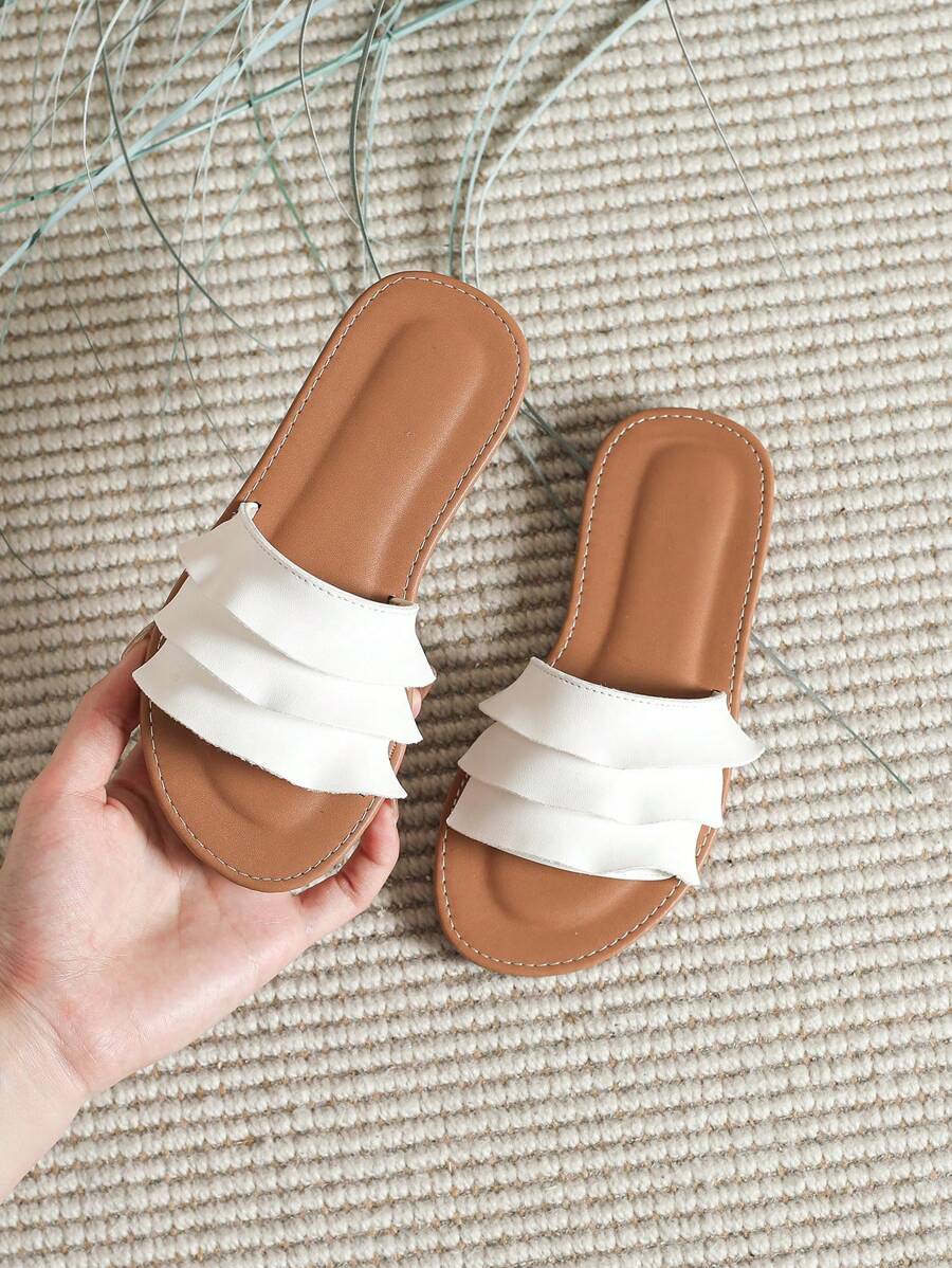 Niños Zapatillas con banda única antideslizante de moda para verano - Blanco - Ver 1