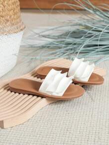 Niños Zapatillas con banda única antideslizante de moda para verano - Blanco - Ver 3