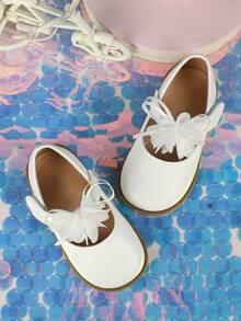 Baby Girls Hook-and-loop Fastener Trang trí hoa Căn hộ Mary Jane cho ngoài trời - trắng - Xem 4