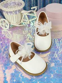 Baby Girls Hook-and-loop Fastener Trang trí hoa Căn hộ Mary Jane cho ngoài trời - trắng - Xem 5