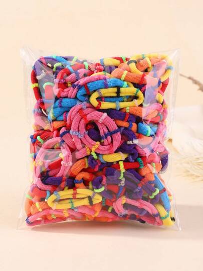 60入組女孩混色髮圈適用於頭髮裝飾用品