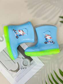 Cô gái Hình chi tiết Giày đi mưa cao cấp không thấm nước cho ngoài trời - Màu xanh lam - Xem 2