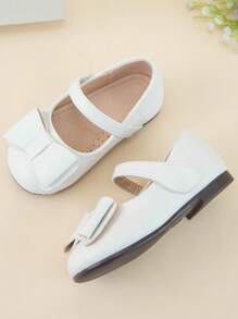 Girls Bow Decor Mary Jane Flats For Outdoor - White - View 2