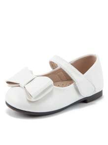 Girls Bow Decor Mary Jane Flats For Outdoor - White - View 3