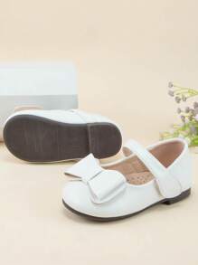 Girls Bow Decor Mary Jane Flats For Outdoor - White - View 5