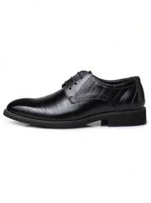 Men Comfortable Lace Up Design Dress Shoes, Business Outdoor Black Derby Shoes - Black - View 1