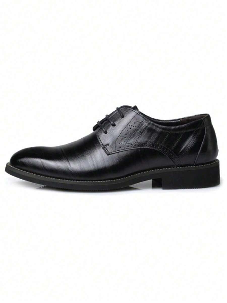 Men Comfortable Lace Up Design Dress Shoes, Business Outdoor Black Derby Shoes - Black - View 1