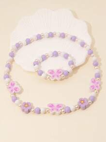 2入組女孩蝴蝶裝飾首飾套裝日常裝飾 - 彩色 - 查看 1