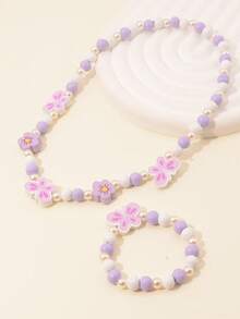 2入組女孩蝴蝶裝飾首飾套裝日常裝飾 - 彩色 - 查看 2