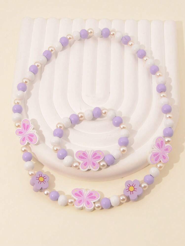 2入組女孩蝴蝶裝飾首飾套裝日常裝飾 - 彩色 - 查看 3