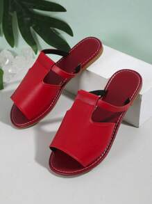 Xăng đan nữ Cut Out, Xăng đan đế bằng màu đỏ tía thời trang - Màu Đỏ Sâu - Xem 2