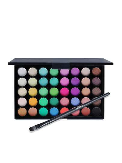 POPFEEL Paleta de sombras de ojos profesional de 40 colores perlados & mate con brocha para sombras de ojos