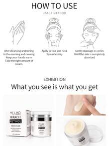 魔術視黃醇奶油,修復平滑保濕溫和面部奶油抗皺紋視黃醇奶油彩妝奶油適用於皮膚護理 - 白色 - 查看 3