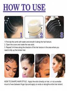 Barra de cera para el cabello, 40G, producto para peinar el cabello con control de bordes, pomada para el cabello en barra, barra de cera para peinar de larga duración - Blanco - Ver 9
