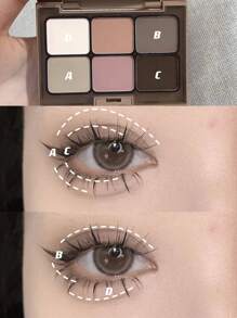 6色眼影盤，霧面持久眼影盤腮紅裸色眼影粉盒