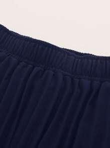 Celure Plus Elastic Waist Pleated Skirt - Blue - View 4