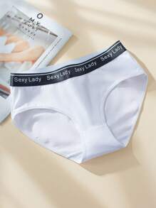 Shein Underwear&Sleepwear Basics 3 piezas Calzoncillos de cintura con cinta con letra unido en contraste
