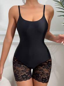 Body fajas con encaje en contraste - Negro - Ver 1