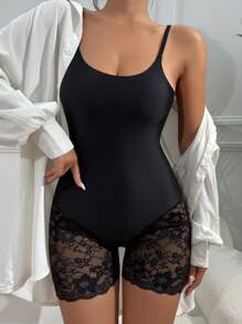 Body fajas con encaje en contraste - Negro - Ver 5