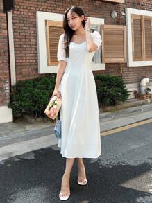 DAZY Đầm màu trơn Giải trí - trắng - Xem 1