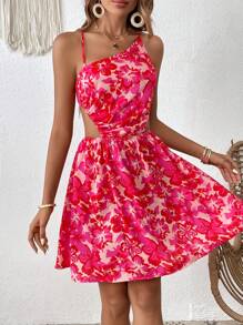 SHEIN VCAY 滿版印花十字交叉後背繫帶吊帶洋裝 - 彩色 - 查看 4