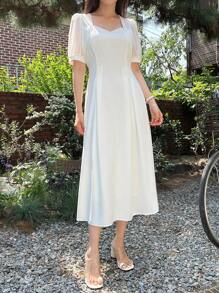 DAZY Đầm màu trơn Giải trí - trắng - Xem 3