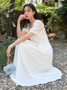 DAZY Đầm màu trơn Giải trí - trắng - Xem 5