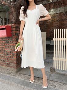 DAZY Đầm màu trơn Giải trí - trắng - Xem 6