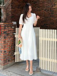 DAZY Đầm màu trơn Giải trí - trắng - Xem 7