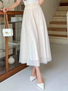 DAZY Chất rắn Váy kèn đồng - Màu be - Xem 1