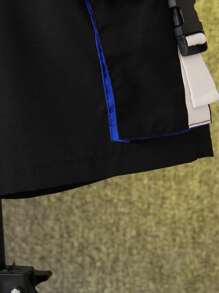 SHEIN 男小童帶扣細節翻蓋口袋工裝短褲 - 黑色 - 查看 6