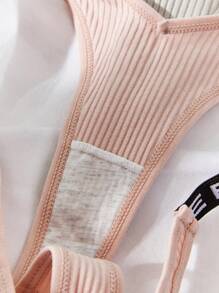 Deportes Yoga 7pack Cinta con Letras Tanga de Punto Acanalado - Multicolor - Ver 4